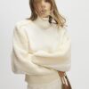 Cream Long Sleeve Borg Detail Sweatshirt