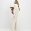 Cream Long Sleeve Borg Detail Sweatshirt