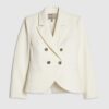 Cream Long Sleeve Double Breasted Blazer