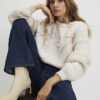 Cream Long Sleeve Embroidered Flower Jumper