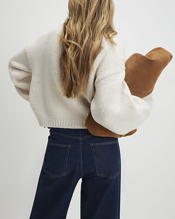 Cream Long Sleeve Embroidered Flower Jumper