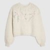 Cream Long Sleeve Embroidered Flower Jumper