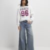 Cream Long Sleeve Paris Bow Sweatshirt