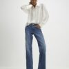 Cream Long Sleeve Scallop Trim Shirt
