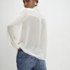 Cream Long Sleeve Scallop Trim Shirt
