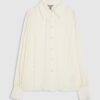 Cream Long Sleeve Scallop Trim Shirt