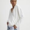 Cream Long Sleeve Wrap Front Hoodie
