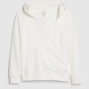 Cream Long Sleeve Wrap Front Hoodie