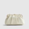 Cream Metal Frame Clutch Bag