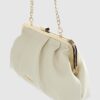 Cream Metal Frame Clutch Bag