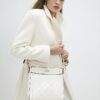 Cream Monogram Embossed Messenger Bag