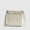 Cream Monogram Embossed Messenger Bag