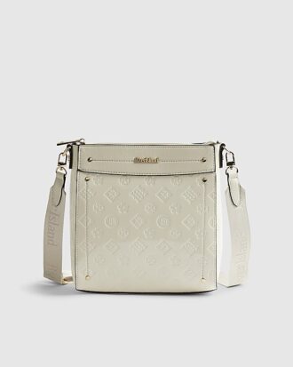 Cream Monogram Embossed Messenger Bag