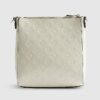 Cream Monogram Embossed Messenger Bag