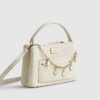 Cream Monogram Pocket Front Charmed Tote Bag