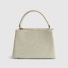 Cream Monogram Pocket Front Charmed Tote Bag