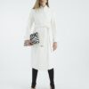 Cream Notch Collar Belted Wrap Coat