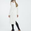 Cream Notch Collar Belted Wrap Coat