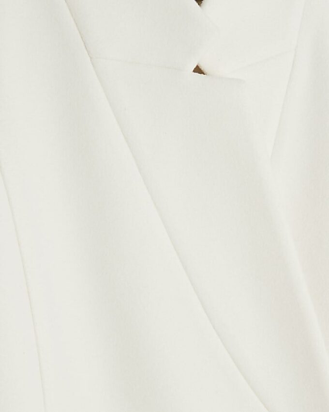 Cream Notch Collar Belted Wrap Coat