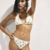 Cream Olive Print Bikini Top