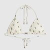 Cream Olive Print Bikini Top