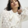 Cream Organza Polka Dot Blouse