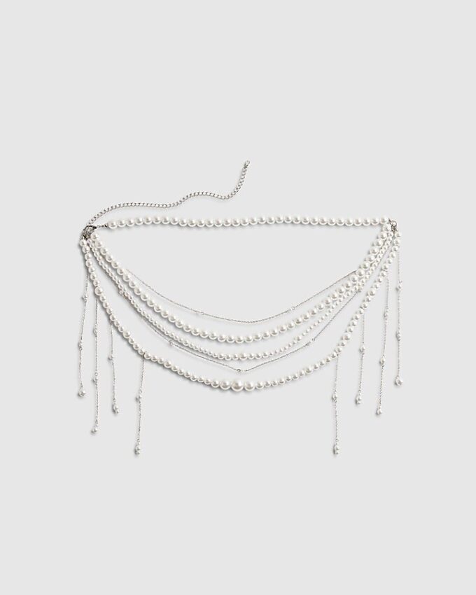 Cream Pearl Chain Belt