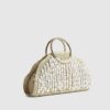 Cream Pearl Raffia Handle Grab Bag