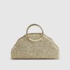 Cream Pearl Raffia Handle Grab Bag