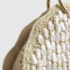 Cream Pearl Raffia Handle Grab Bag