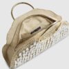 Cream Pearl Raffia Handle Grab Bag