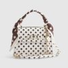Cream Polka Dot Mini Charm Tote Bag