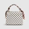 Cream Polka Dot Mini Charm Tote Bag