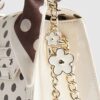 Cream Polka Dot Mini Charm Tote Bag