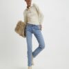Cream Polo Embellished Button Top