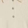 Cream Polo Embellished Button Top