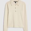 Cream Polo Embellished Button Top