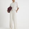 Cream Premium High Waisted Wide Leg Joggers