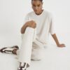 Cream Premium High Waisted Wide Leg Joggers