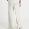 Cream Premium High Waisted Wide Leg Joggers