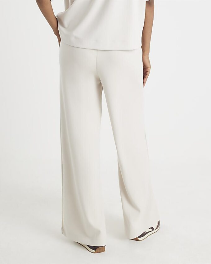 Cream Premium High Waisted Wide Leg Joggers