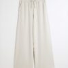 Cream Premium High Waisted Wide Leg Joggers