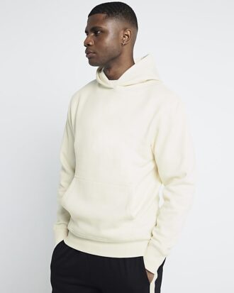 Cream Regular Fit Essential Hoodie