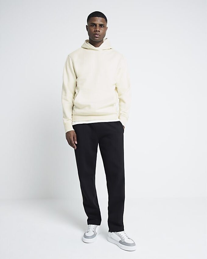 Cream Regular Fit Essential Hoodie