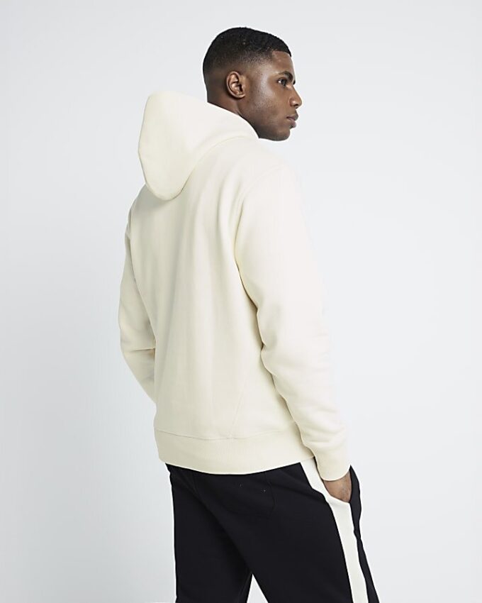 Cream Regular Fit Essential Hoodie