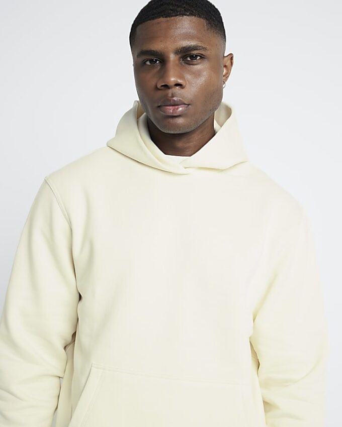 Cream Regular Fit Essential Hoodie