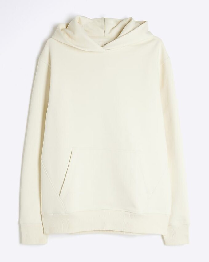 Cream Regular Fit Essential Hoodie