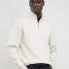 Cream Regular Fit Funnel Neck Sweatshirt