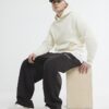 Cream Regular Fit Long Sleeve Hoodie