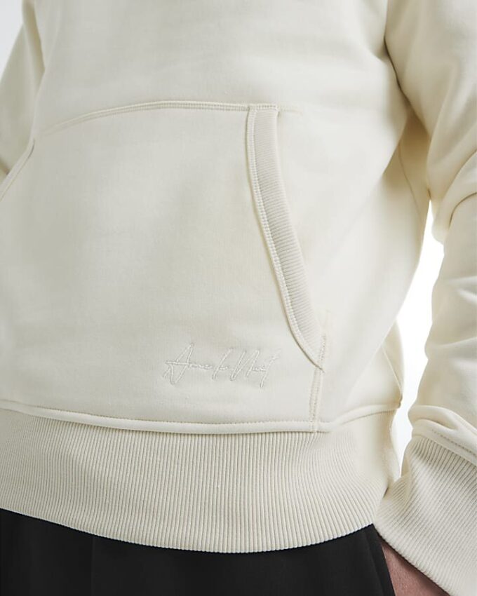 Cream Regular Fit Long Sleeve Hoodie
